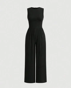 SHEIN Pantalone tuta grigio tinta unita senza maniche plissettato grande 8/10 - Foto 1 di 2