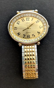 Collezio Watch Women 1 3/2" Crystal Gold Tone Oval Bling Dial NO Battery - Picture 1 of 2