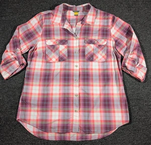 Eddie Bauer Hemd Damen L rosa kariert Angeln Rollriegelärmel leicht - Bild 1 von 6