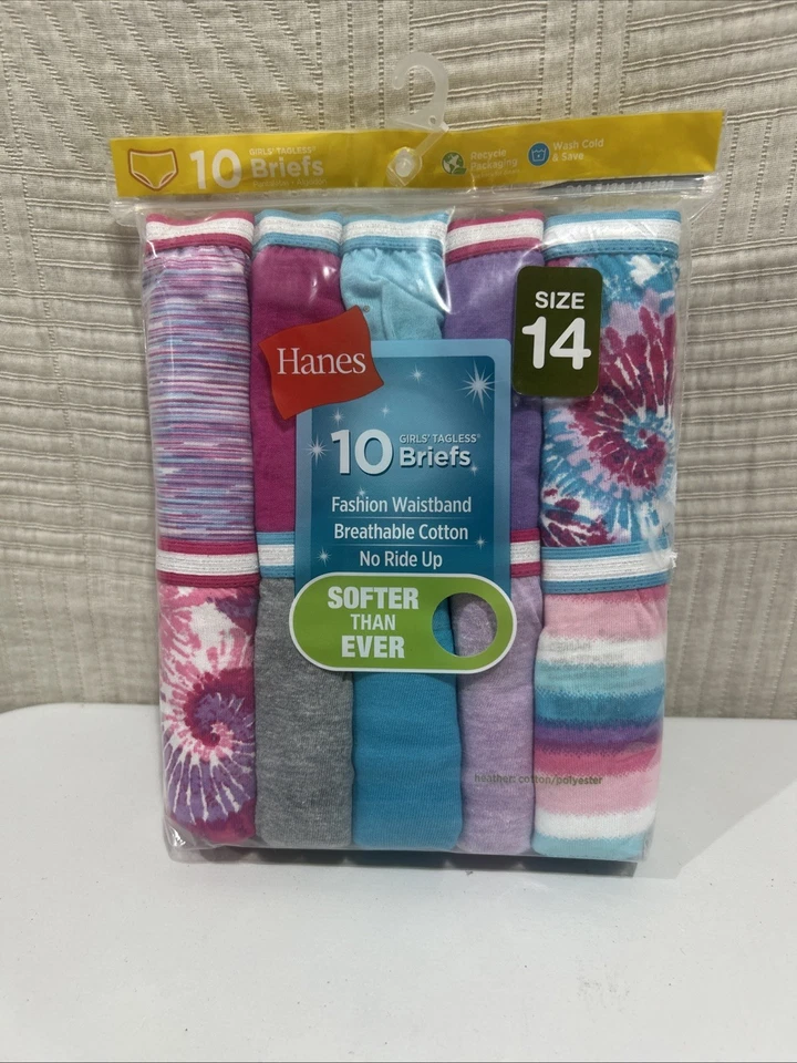 Pack de 10 calzoncillos sin etiquetas Hanes para niñas talla 14 nuevos Foto 1 de 4