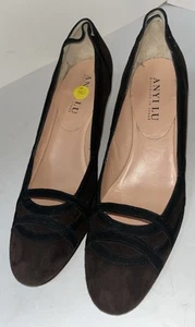 Anyi Lu Handmade In Italy Color Block Brown Black Suede Pump Heels Sz 39 US 9 - Picture 1 of 8