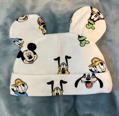 Disney Baby Beanie Hat With Ears Mickey Donald Goofy Pluto Unisex - Image 1 of 4