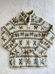 LL Bean Women's Nordic Fair Isle 1/4 Snap Neck Pullover Fleece Sweater Size XS - Picture 1 of 9