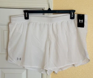 New Under Armour HeatGear Running Shorts Lined White Womens Plus Sz 3XL - Picture 1 of 8