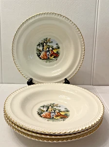 "Juego de 4 tazones para sopa de cerámica Harker de 8,25"" pareja de cortejo con borde de oro de 22kt" - Imagen 1 de 6