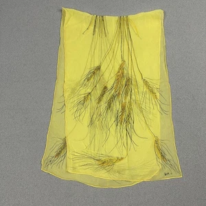 Bufanda de gasa de seda Vera Neumann vintage años 60 amarilla vaina de trigo transparente rectangular - Imagen 1 de 4