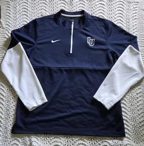 Liberty University Flames Mens L Nike Dri-Fit Sweatshirt Blue White Quarter Zip - Picture 1 of 18