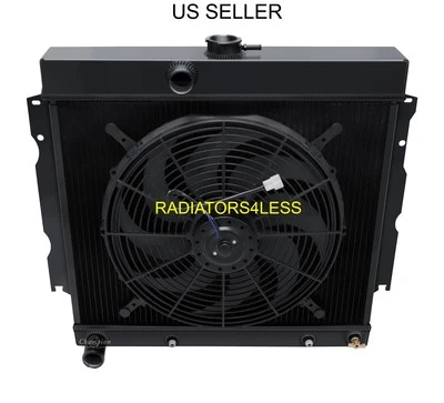 RADIADOR CHAMPION 3 FILAS NEGRO CON VENTILADOR DE 16" 63-69 DODGE DART MOPAR COCHES 22" NÚCLEO Foto 1 de 3