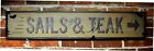 Sails And Teak Arrow Sign - Rustic Hand Made Vintage Wooden Sign