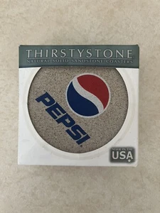 Rare Thirstystone Coaster Set Of 4 Pepsi Promo Logo Sandstone - Picture 1 of 6