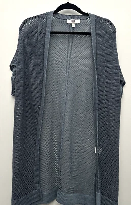 Suéter Etcetera Grande Gris Mujer Cárdigan Largo Frente Abierto Tejido Mezcla de Lino Foto 1 de 4