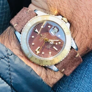 20 mm Moka Light Brown Suede Leather Watch Strap With Cream Stitches - Imagen 1 de 5