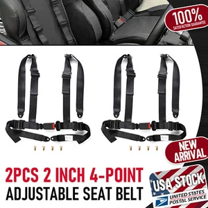 2pcs  Retractable 4 Point Safety Seat Belt Straps Car Vehicle Adjustable Belt - Picture 1 of 11