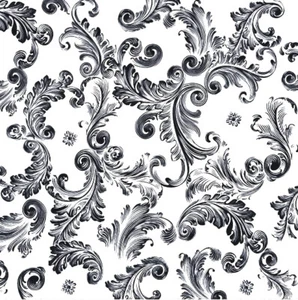 (1942) TWO Individual Paper LUNCHEON Decoupage Napkins BLACK WHITE FLOURISHES - Picture 1 of 3