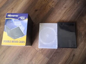 12 Empty DVD Cases, 11 Double (10 Black + 1 Clear) + 1 Triple Case - Afbeelding 1 van 5