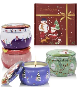 Scented Candles, 4pcs 4.4 oz,Soy Wax Candles and Christmas Gift Sets - Picture 1 of 3