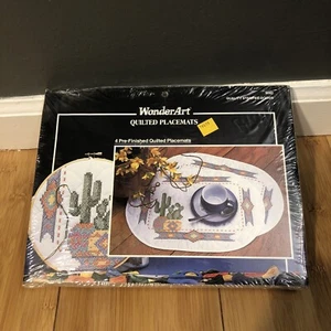 VINTAGE Wonder Art 4 Pre-stamped Placemats Indian Cactus Southwest 13x19” SEALED - Picture 1 of 3