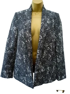 South Damen Größe 10 Schwarz Weiß Abstrakt Geometrisches Muster Smart Freizeit Blazer Jacke - Bild 1 von 10