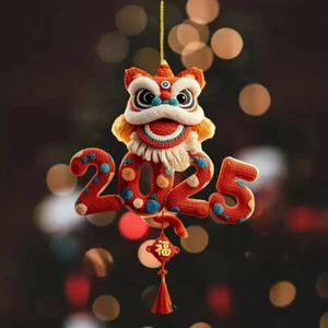 2025 Snake Year Acrylic Ornament New Years Lucky Dance Lion Car Pendant Decor - Picture 1 of 6