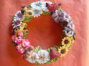 $130 WALLHANGING MUSICAL FLORAL WREATH, SINGING BIRD WHEN PASS BY. motion sensor - Picture 1 of 1