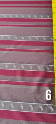 Coupon ancien n° 6 rayures bordeaux et taupe avec tigres brodés - Photo 1/3