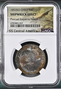 SS Central America Shipwreck (1857) Santiago Chile Silver 50 Centavos 1853 NGC - Picture 1 of 5