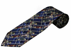 THE TIE STUDIO - Classic Cars Rectangle Diagonal  Silk  Men's Novelty Tie - Picture 1 of 2
