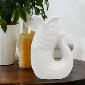 Gluggle Jug Fish Vase White 20cm - Picture 1 of 3