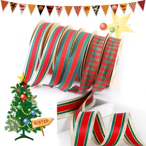 1" Double Face Satin Ribbon Christmas Grosgrain Ribbons for Craft Gift Wrapping - Picture 1 of 19