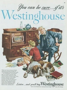 1948 Westinghouse Radio Saint Bernard Dog Albert Dorne Artist Vtg Print Ad C1 - Picture 1 of 1