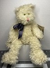 Boyds Bears Opel Catberg  Fuzzy White Jointed Cat Plush Green Eyes