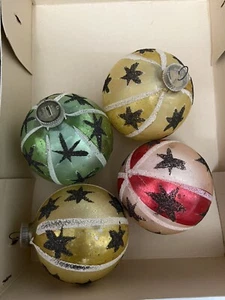 VTG Lanissa Christmas Tree Ornaments West Germany Mica Stars, 3" - Picture 1 of 9