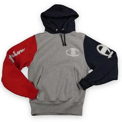 Champion Sweater Men's Extra Small Color Red Blue Block Hoodie Reverse Weave - Image 1 of 4