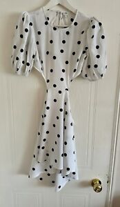 BNWT River Island White Polka Dot Spot Open Back Dress Size 8 RRP £38