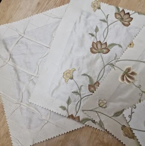 Set of 8 x James Hare Botanicals Collection Embroidered Silk Small Fabric Panels - Picture 1 of 11