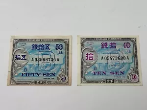 Series 100 50 Sen & 10 Sen JAPAN Military Payment Certificate PAPER CURRENCY - Picture 1 of 2