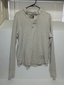 RUEHL No. 925 Long Sleeve Henley Size Large Beige/Cream 1/4 Button - Picture 1 of 5