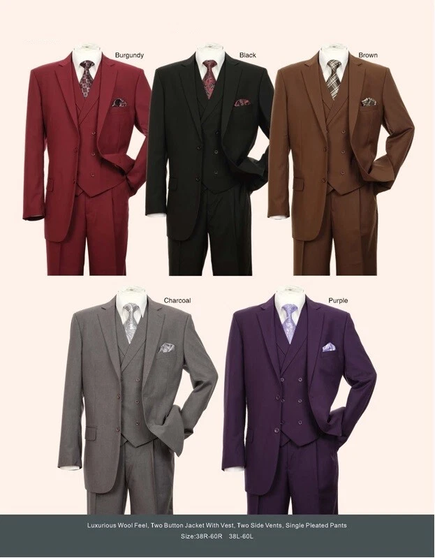 Men's 3 Piece Luxurious Suit With Vest&Pants Two Button Two Side Vents 5702V9 - Image 1 of 4