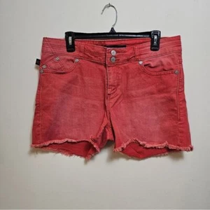 Rock & Republic burnt orange cut off fringe denim shorts size 12 - Picture 1 of 9