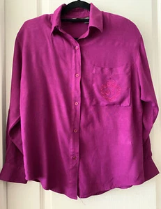EUC Vintage 80's Gitano Women’s Purple Button Down 100% Rayon Size M Long Sleeve - Picture 1 of 12