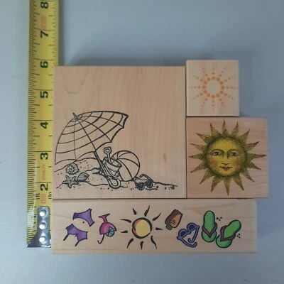 Lote de 4 chanclas de bikini Sun Beach estampillas temáticas de verano vacaciones Foto 1 de 4