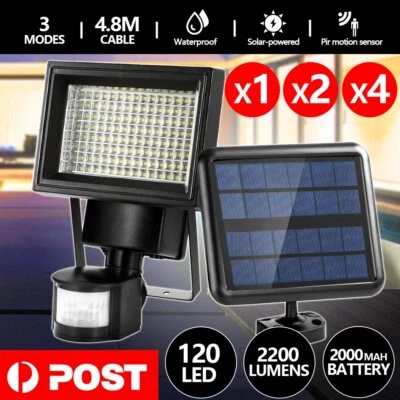 2/4x 120 LED Sensor Solar Lights Outdoor Security Motion Detection Flood Light - image 1 of 4