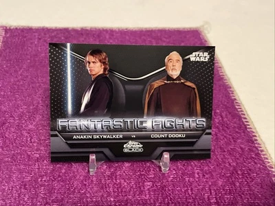 2023 TOPPS STAR WARS CHROME BLACK FANTASTIC FIGHTS #FF-5 SKYWALKER vs DOOKU - Image 1 of 2