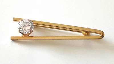 Винтажная брошь на булавке 1,25 дюйма с ярким золотистым цирконием огранки Queen Anne - Изображение 1 из 4