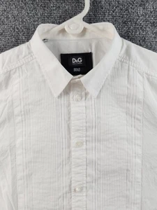 Camisa plisada formal blanca con botones Dolce Gabbana Point French Cuff 15,5 Brad - Imagen 1 de 24