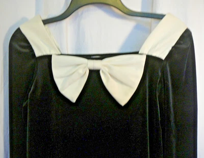 GB Bini Girl's Large Dress Longsleeve Black Velvet White Bow  Dillards NWT Party - Image 1 of 4