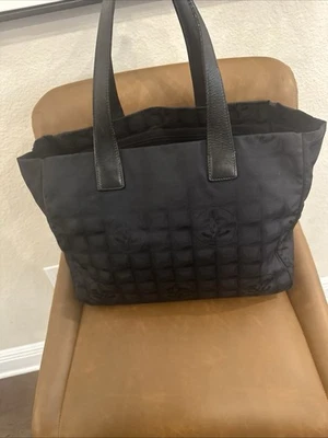 CHANEL Cambon Tote Bag Black On Black Nylon Leather Large Shoulder Handbag - Image 1 of 4