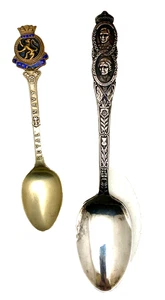 TWO UK MEMORIAL SPOONS: ROYAL NAVY HMS LION & KINGS VISIT TO CANADA Pre-WWII g - Picture 1 of 7