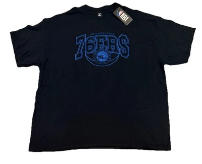 NBA Philadelphia 76ers Basketball T-shirt Mens 2XL Sixers Tee Black Blue - Image 1 of 4