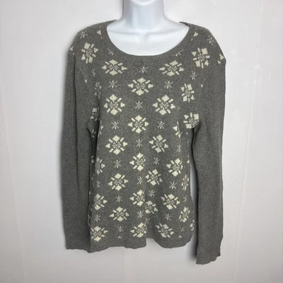 Brooks Brothers 346 вязаный женский свитер верхний большой серый снежинки праздник зима - Изображение 1 из 4
